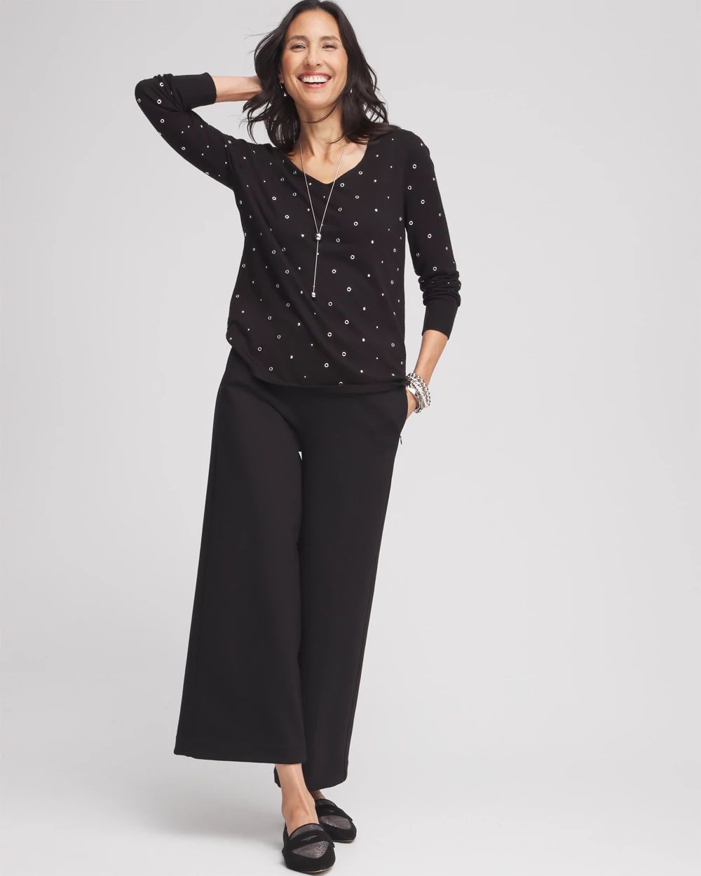Juliet Ponte Wide Leg Cropped Pants | Chico's